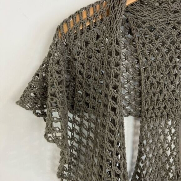 Vintage Women’s One Size Knit Crotchet Cardigan Shawl Wrap Fishnet Grunge - Picture 5 of 10